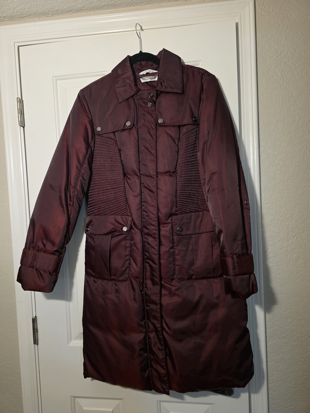 Perry Ellis Women's Burgundy Long Puffer Coat
